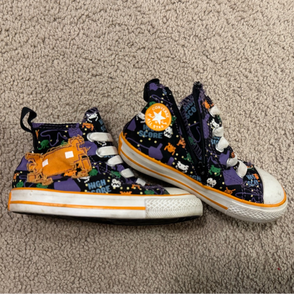 Stylish Kids High-Top Sneakers - Purple and Orange